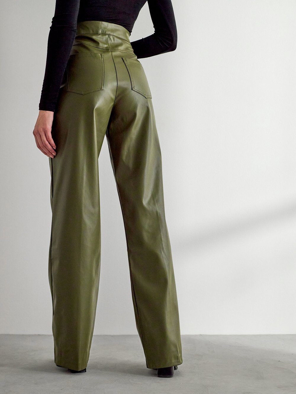 Zelené kožené nohavice Camilia