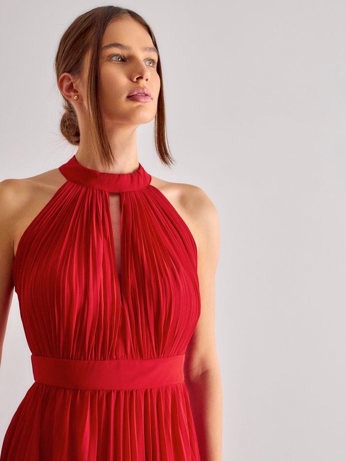 Červené plisované spoločenské šaty Roxy