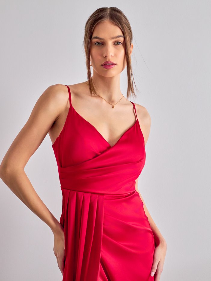 Červené saténové společenské šaty Millie