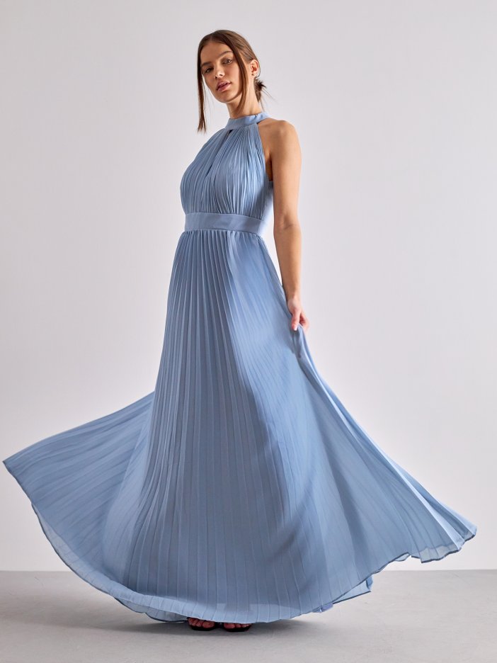 Modré plisované spoločenské šaty Roxy