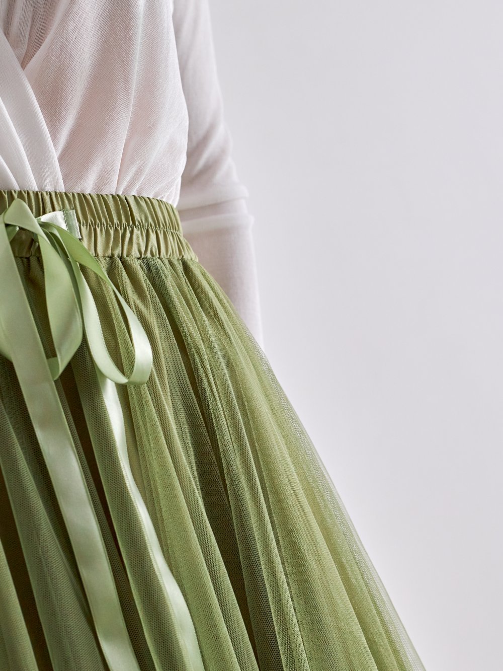 Olivová tylová sukňa Lia