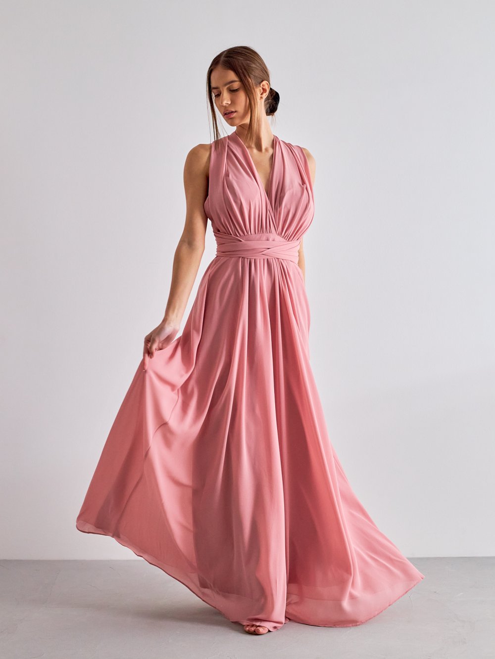 Ružové společenské šaty Anais