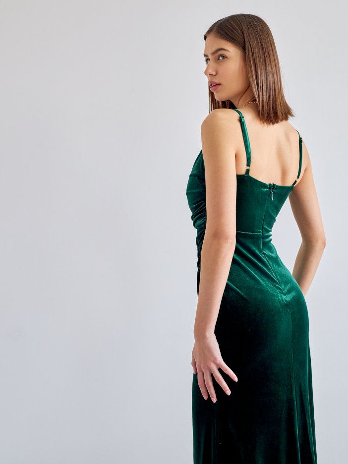 Zelené sametové společenské šaty Laure