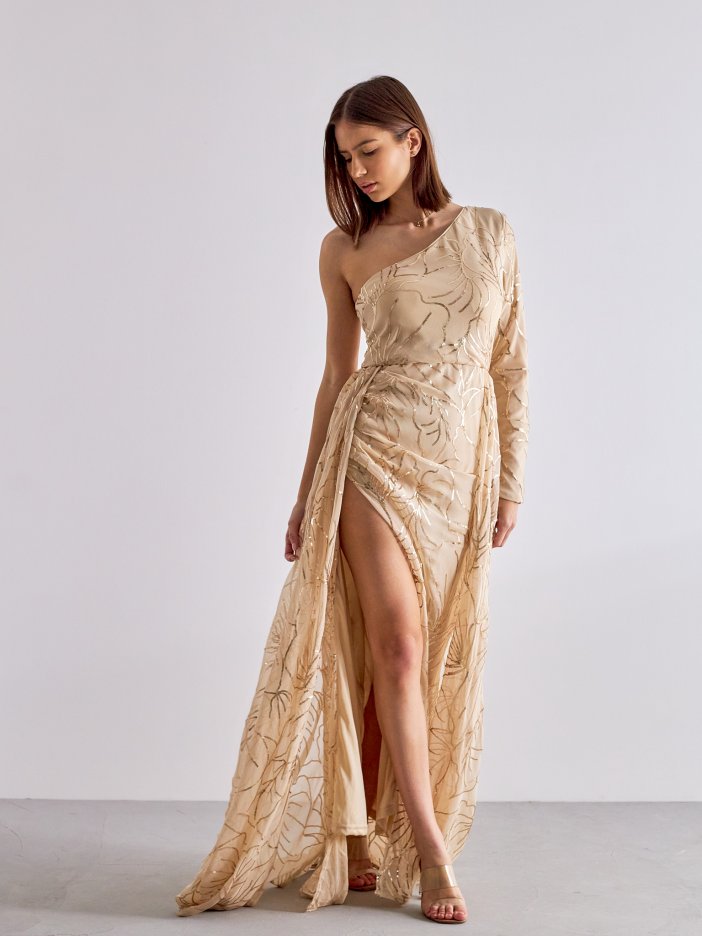 Zlaté flitrové spoločenské šaty Cyntia
