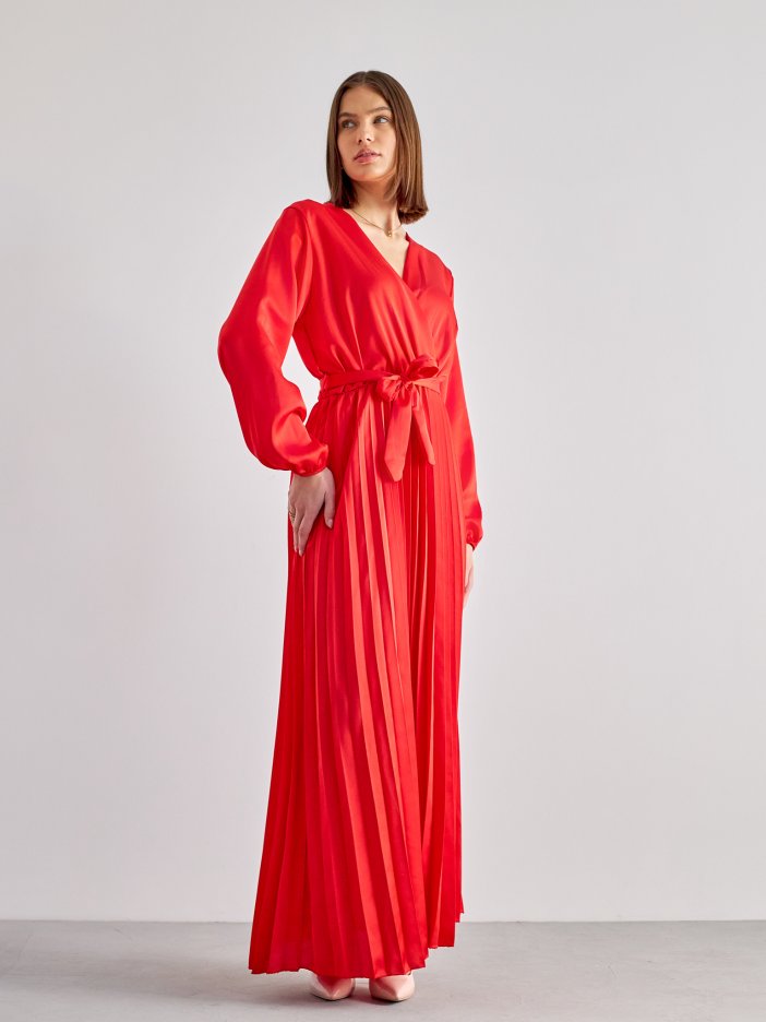 Červené saténové společenské šaty Miriam