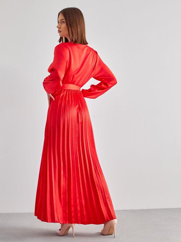 Červené saténové spoločenské šaty Miriam