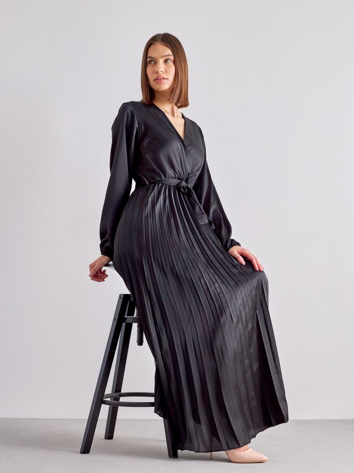 Černé saténové společenské šaty Miriam
