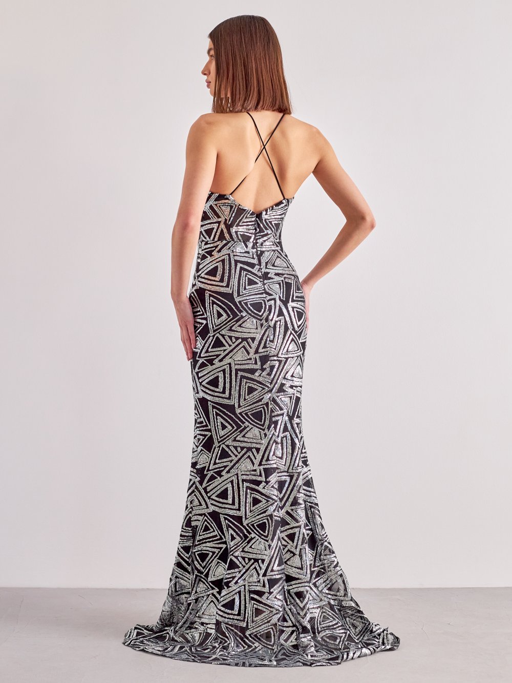 Černo-stříbrné flitrové šaty Ariel