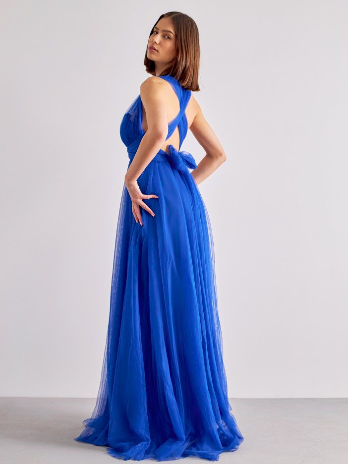 Modré tylové společenské šaty Laura
