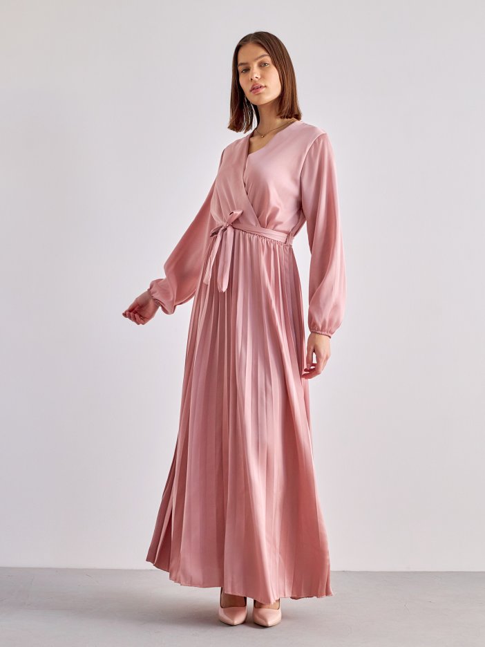 Ružové saténové společenské šaty Miriam
