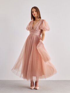 Ružové tylové společenské šaty Felice