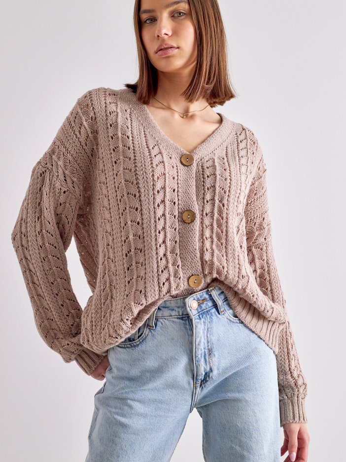 Bledohnedý pletený sveter Anika