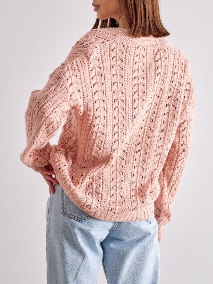 Pudrový pletený svetr Anika