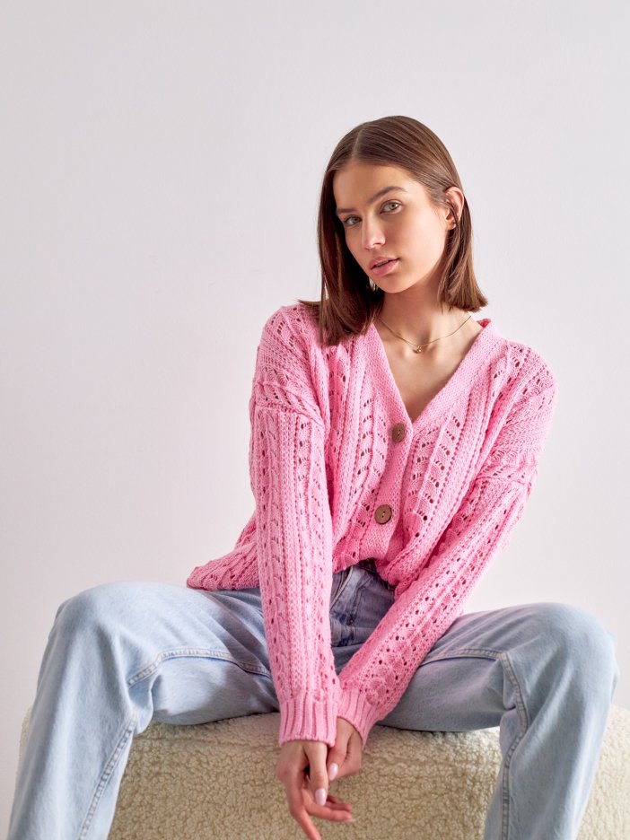 Ružový pletený sveter Anika