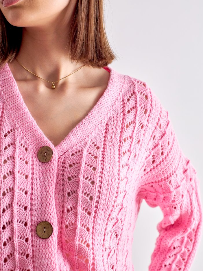 Ružový pletený svetr Anika