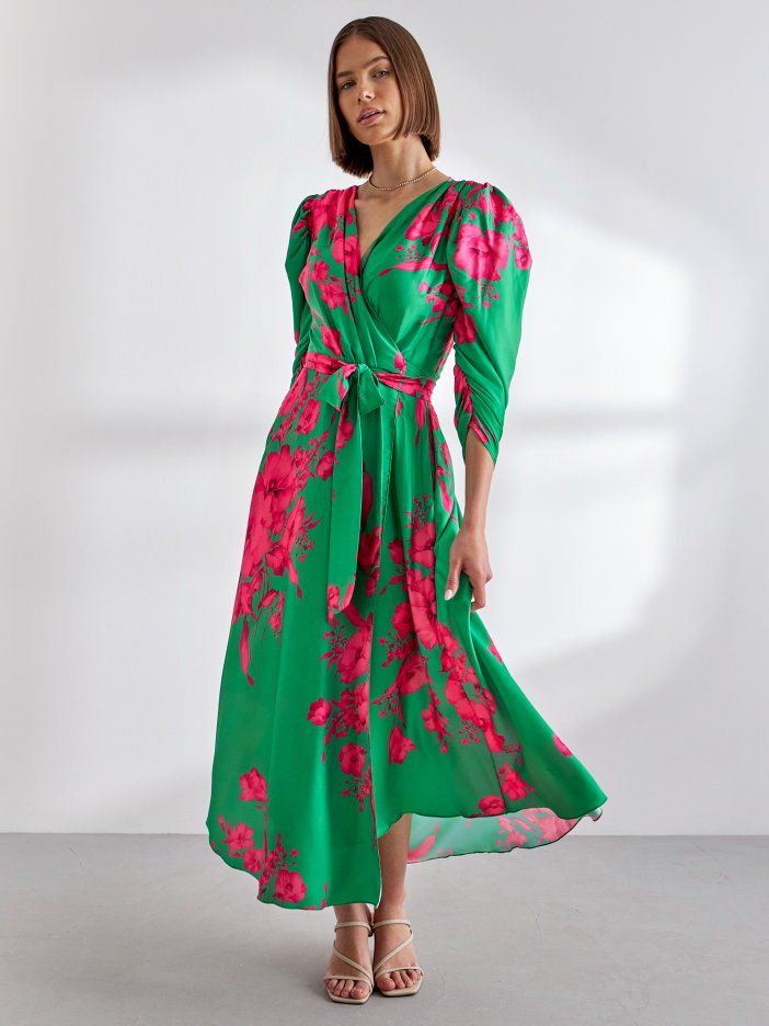 Zelené šaty s květinami Rosalie