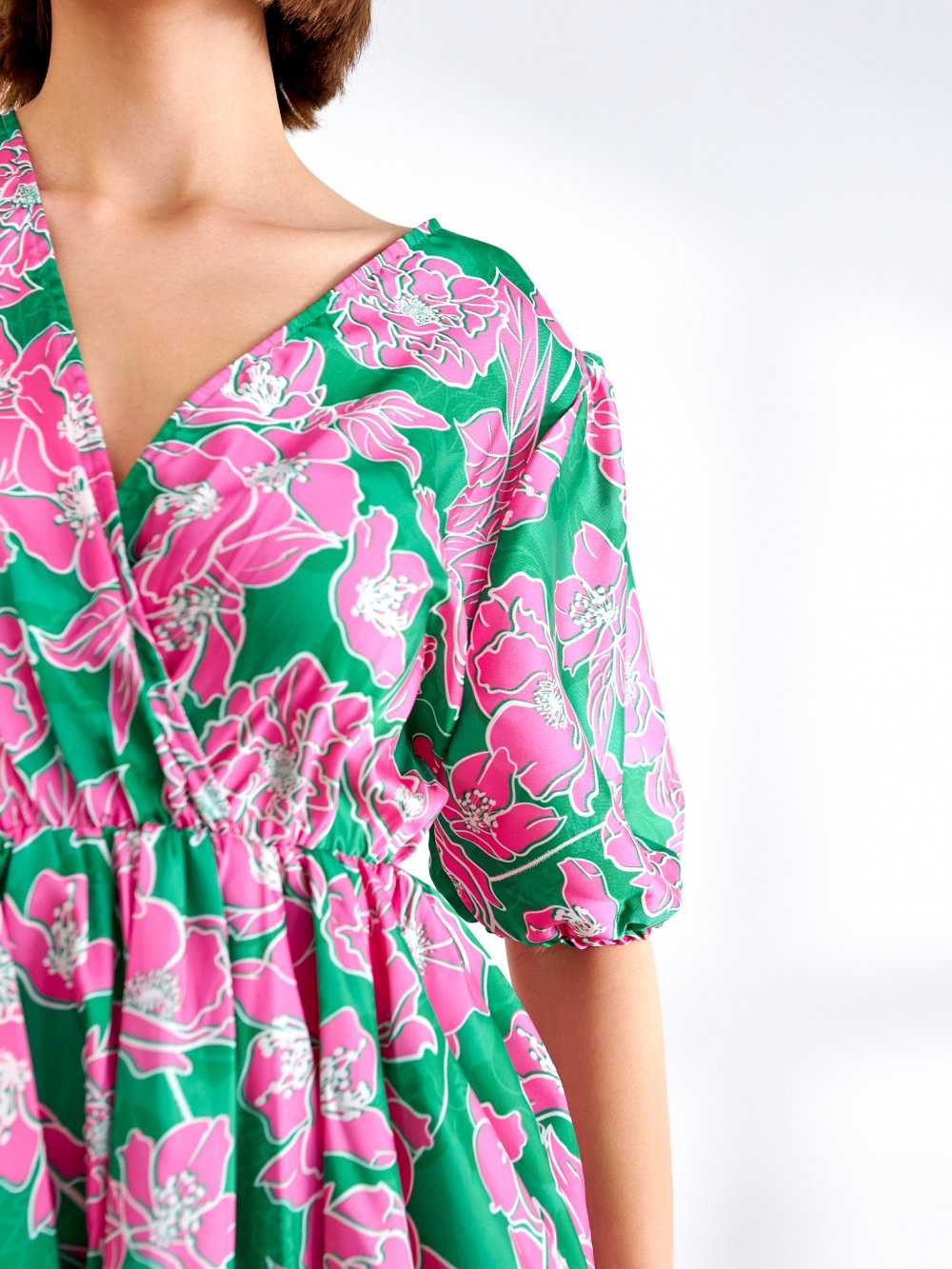 Zeleno-ružové šaty Flori