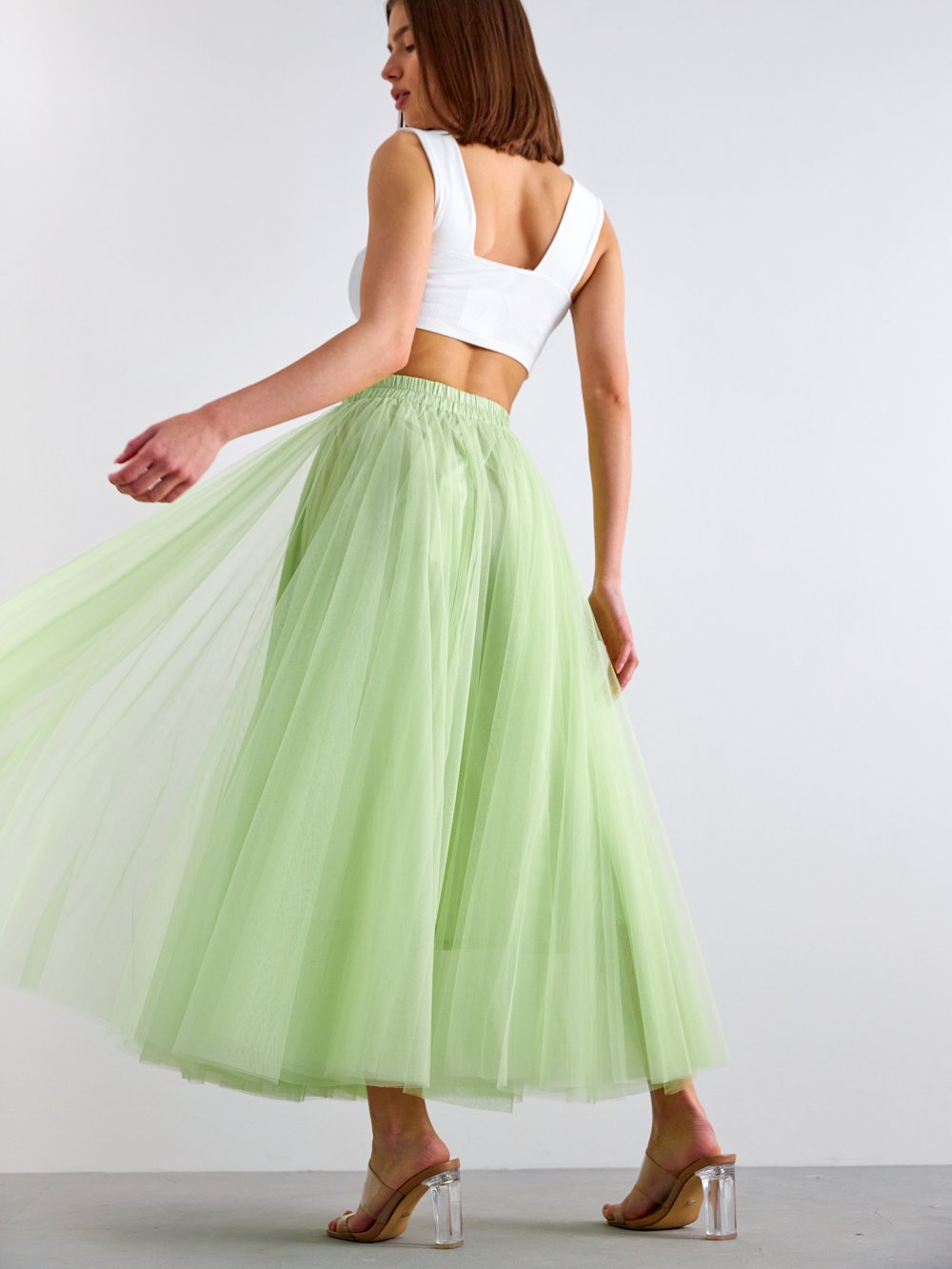Žlto-zelená tylová sukňa Lia