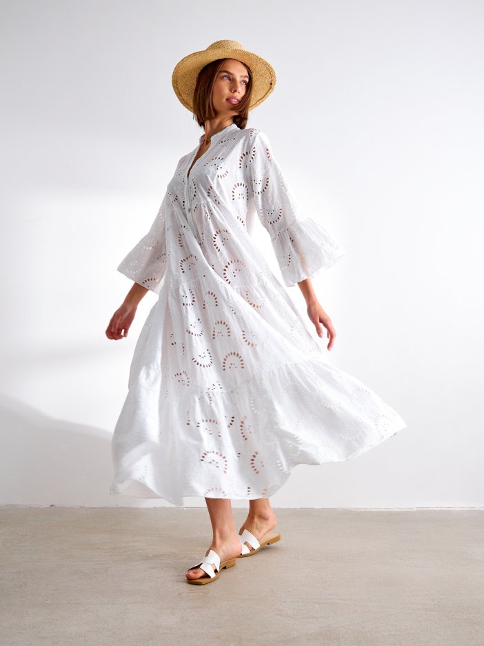 Biele madeirové šaty Lea
