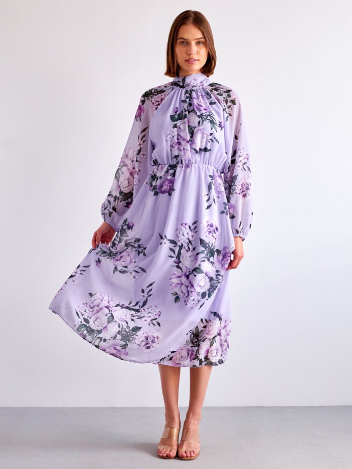 Fialové květované šaty Violett