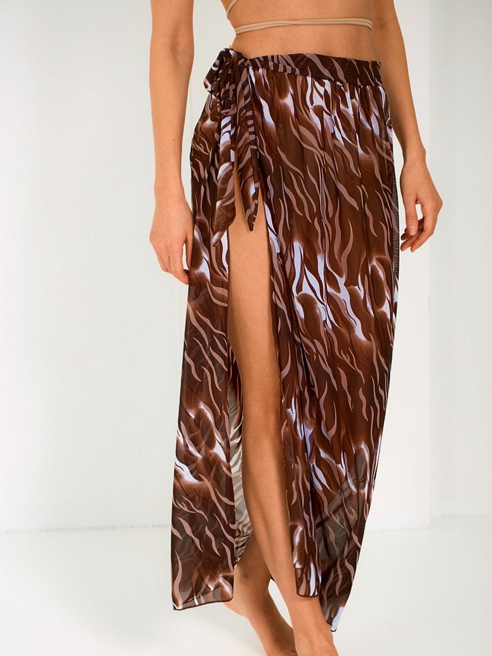 Hnedá vzorovaná plážová sukňa Diani