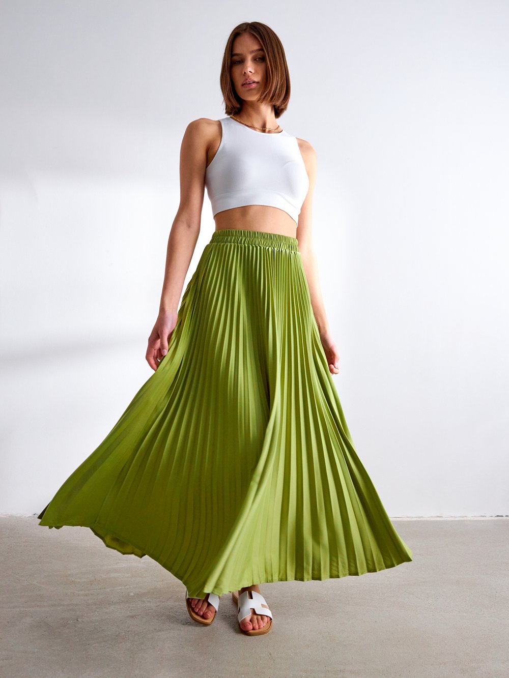 Limetková plisovaná sukně Alba