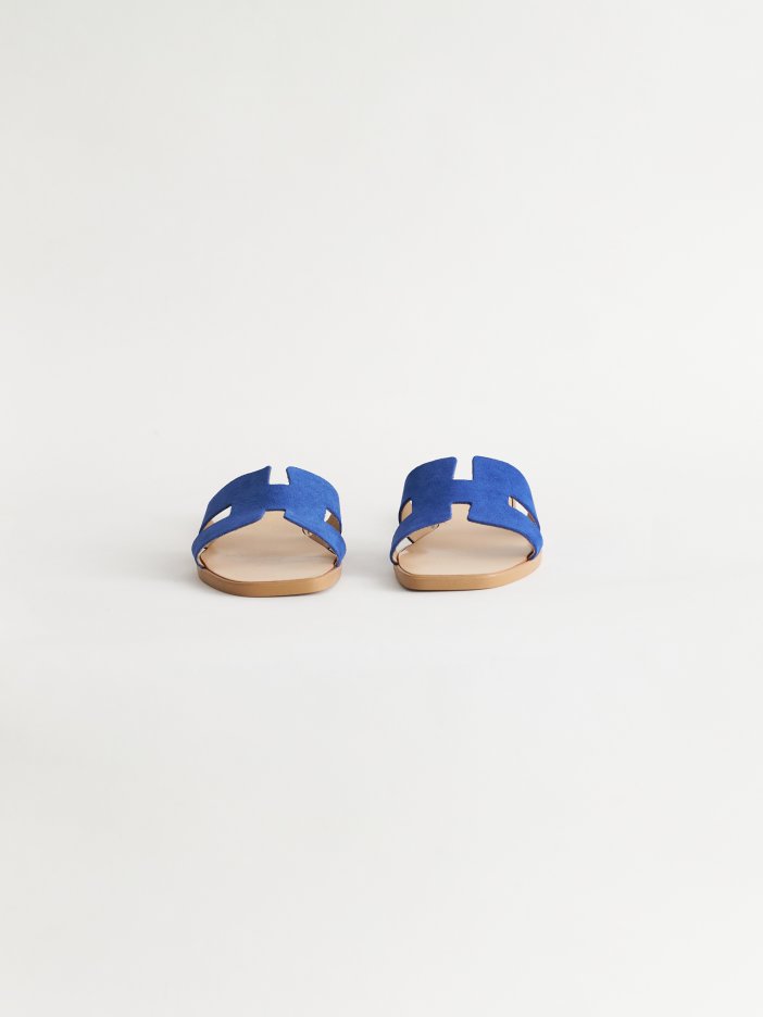 Blue leather slippers Carisa