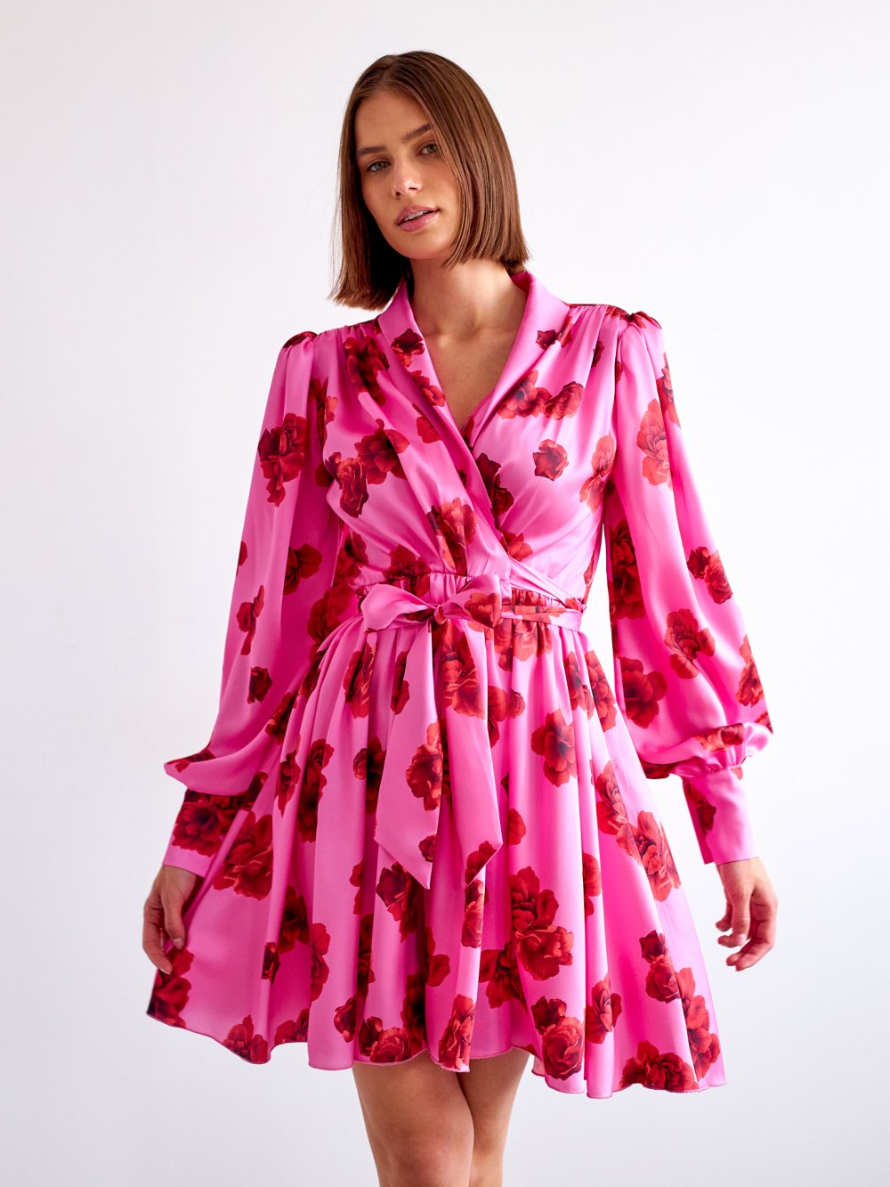 Ružové kvetované šaty Francesca