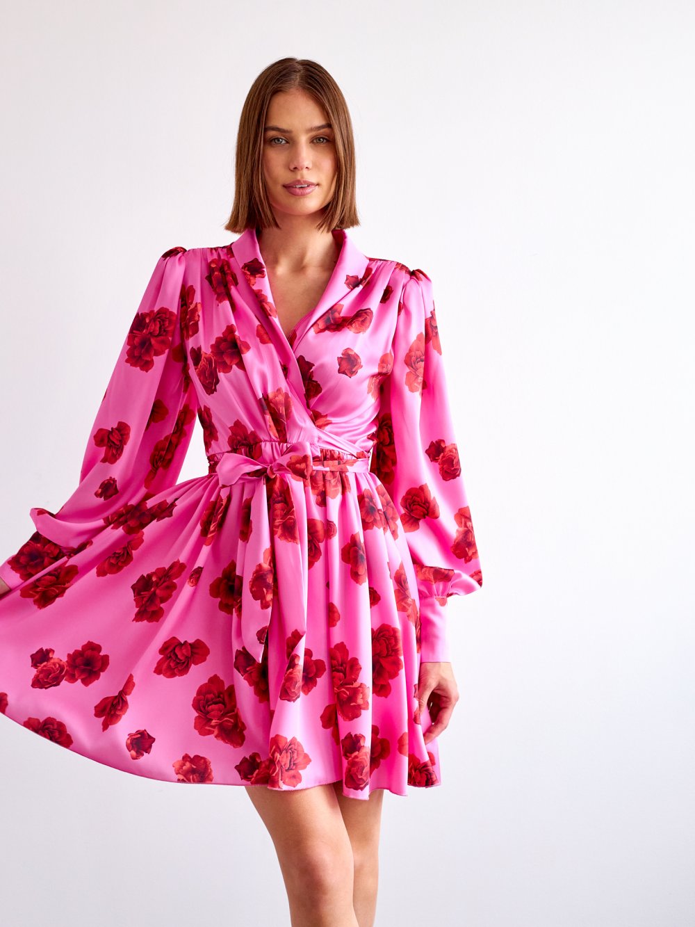 Ružové kvetované šaty Francesca