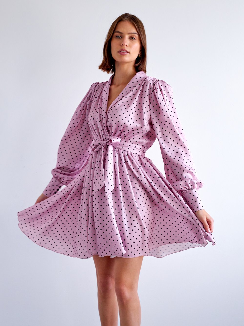 Ružové šaty s bodkami Francesca