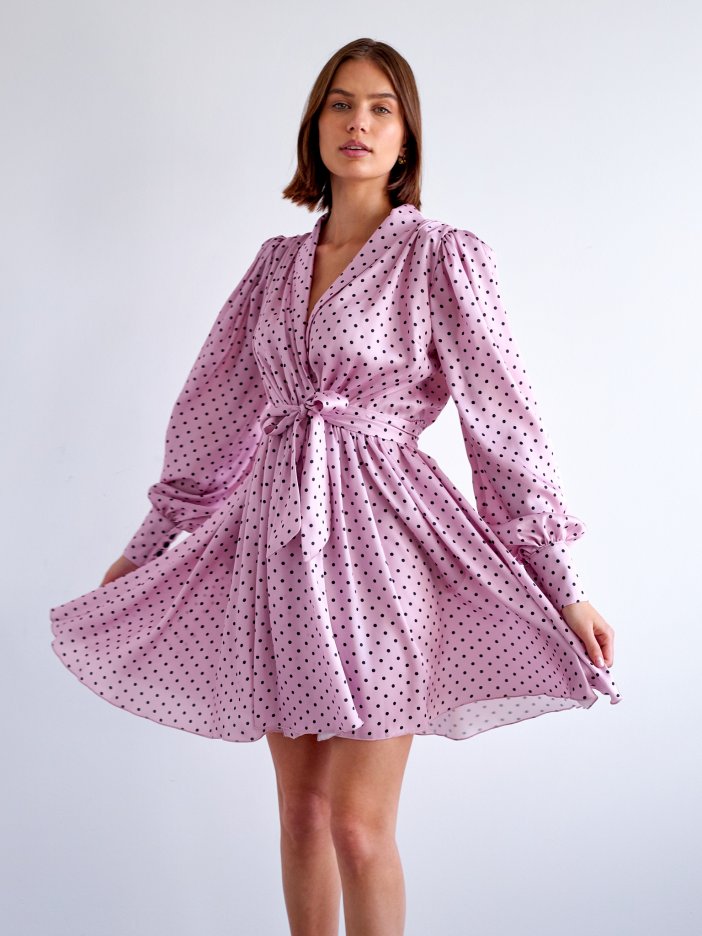 Ružové šaty s tečkami Francesca