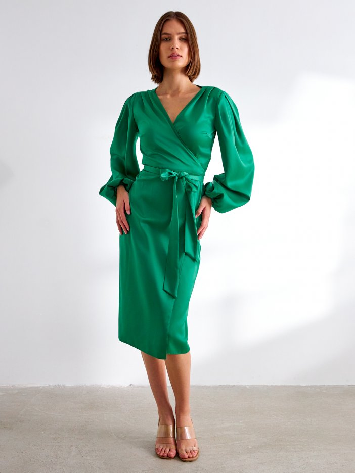 Zelené saténové šaty Iris
