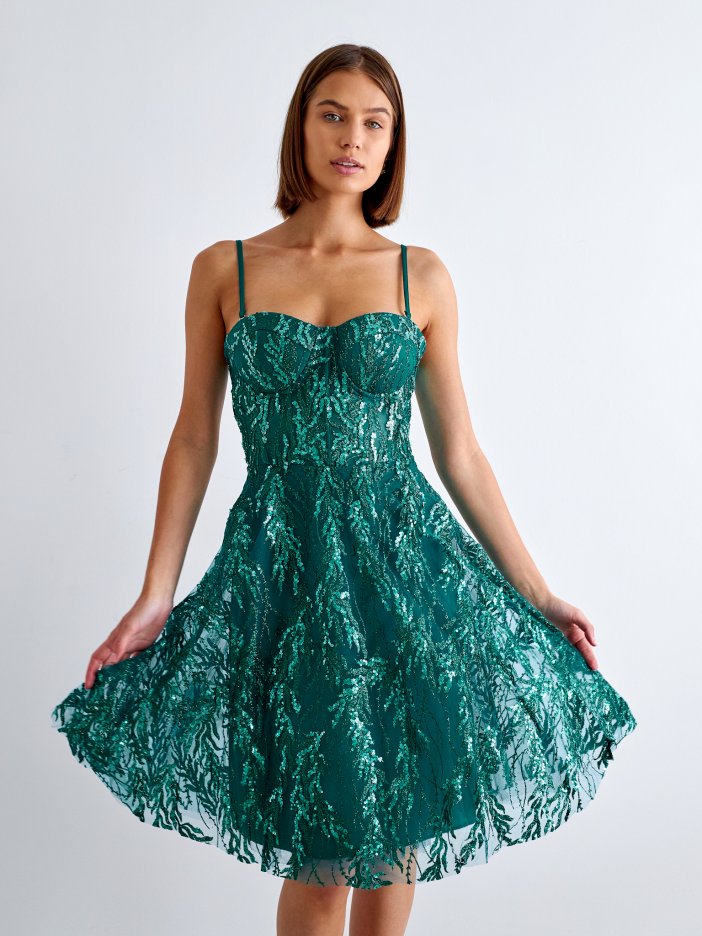 Zelené flitrované šaty Diana