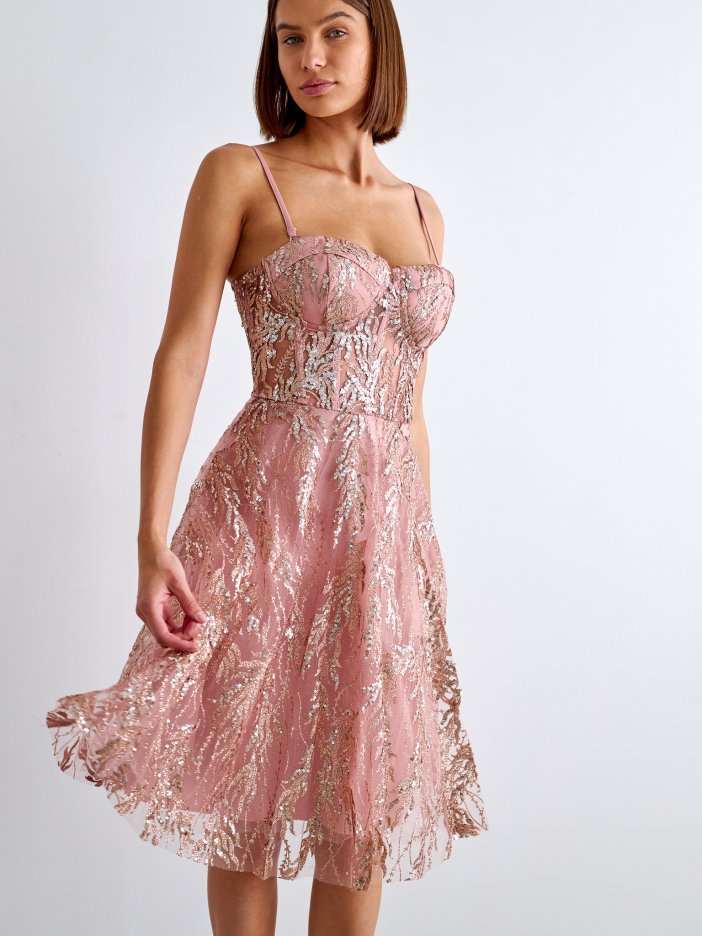 Růžové flitrované šaty Diana