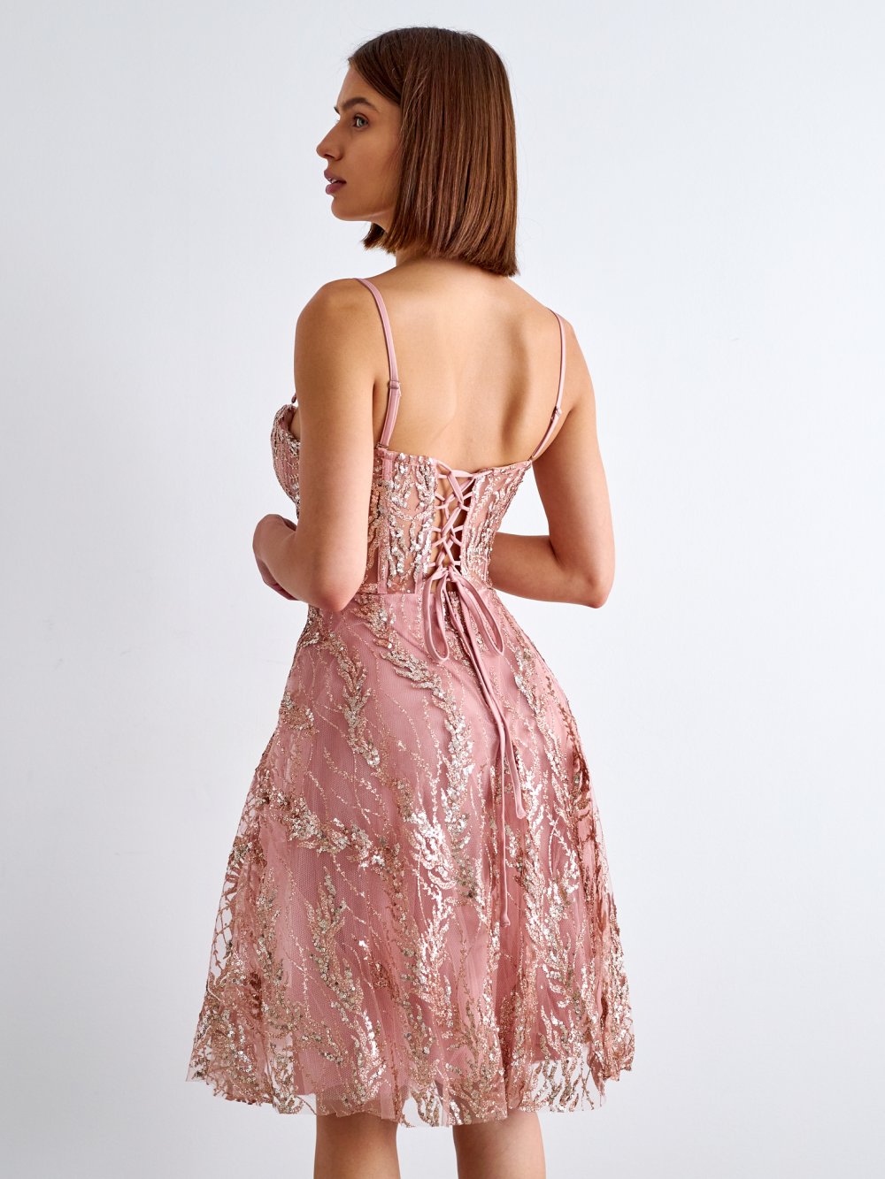 Růžové flitrované šaty Diana