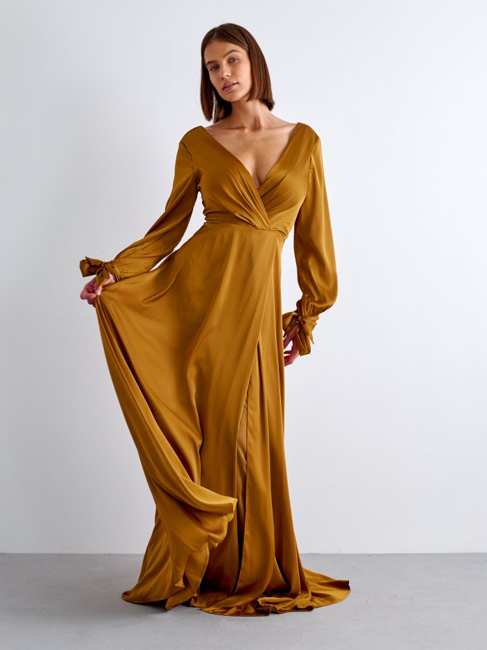 Zlaté saténové šaty Fraya
