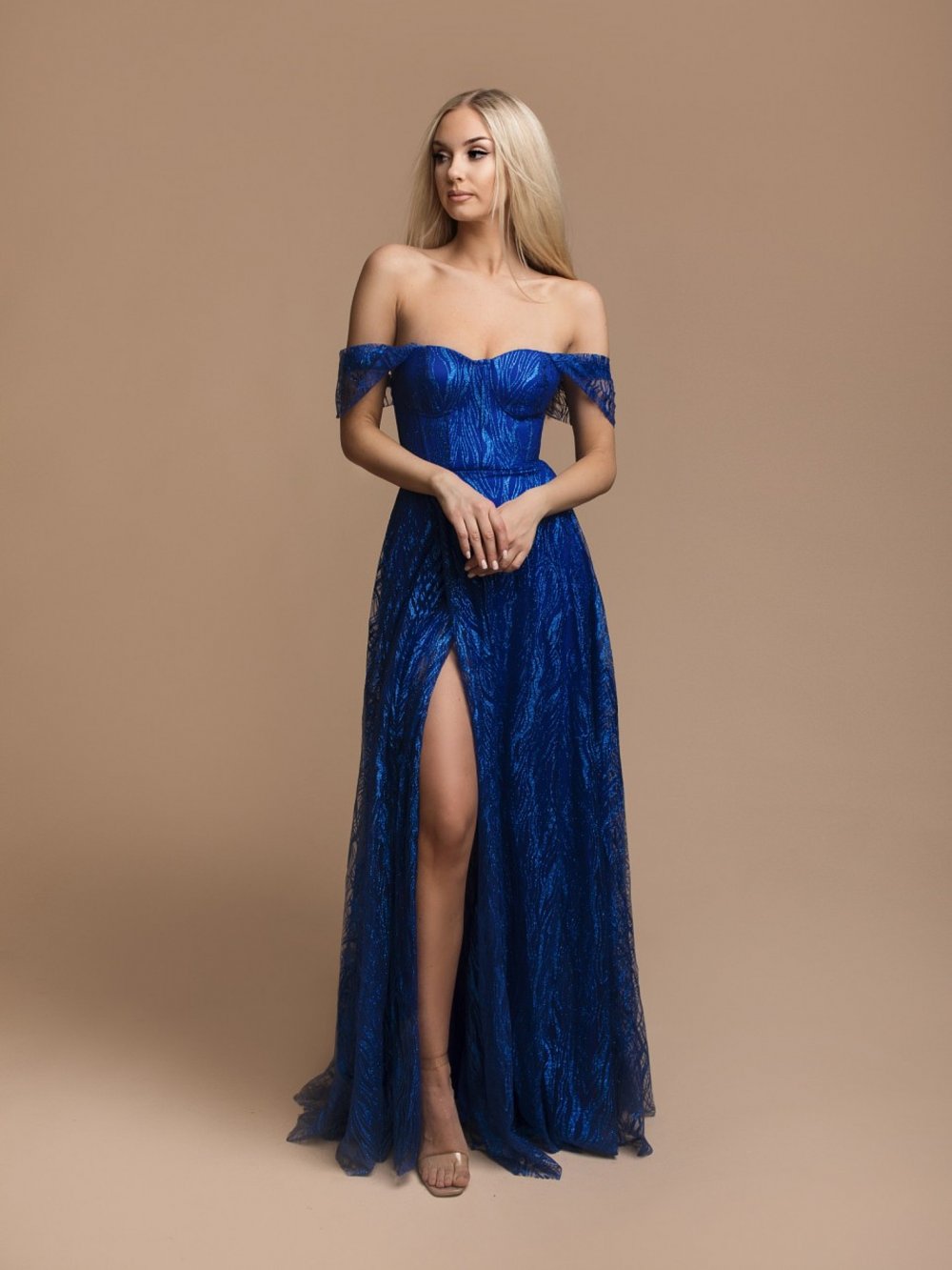 Modré třpytivé šaty Rachel