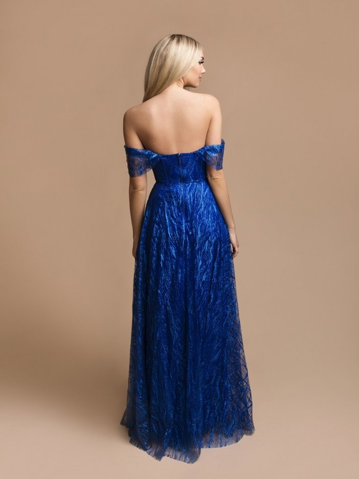 Modré trblietavé šaty Rachel