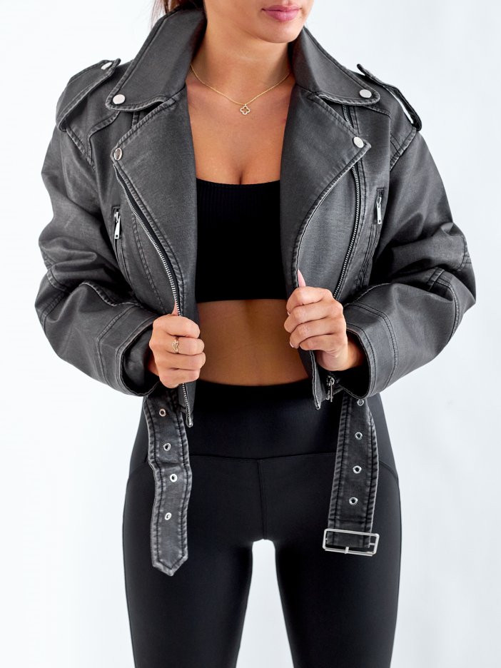 Black leather jacket Raelin