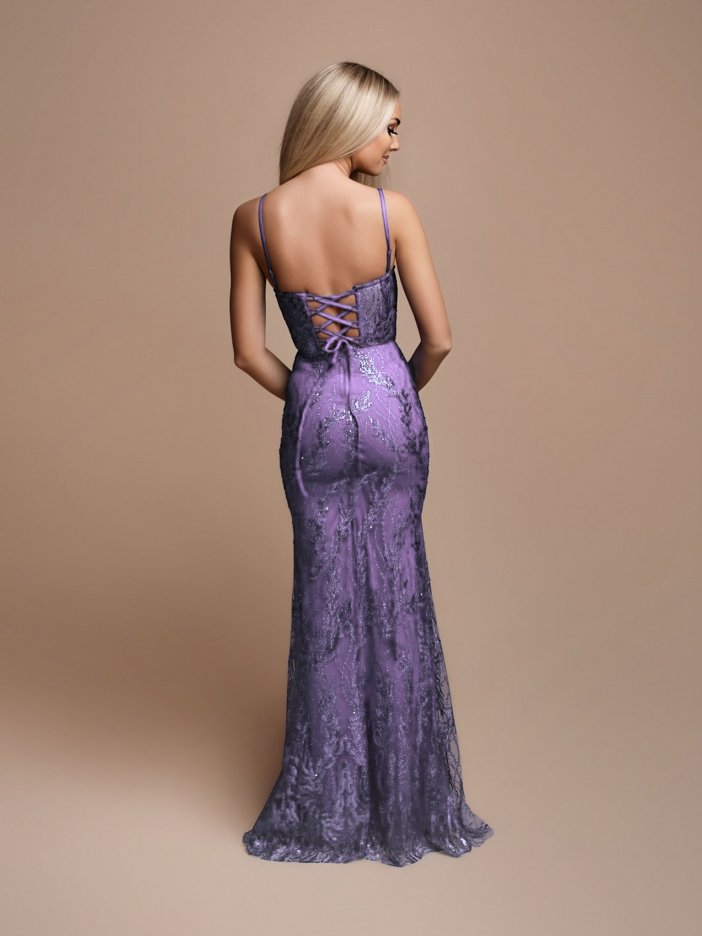 Marissa purple glitter party dress