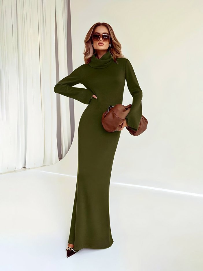 Olivové pletené šaty Kim
