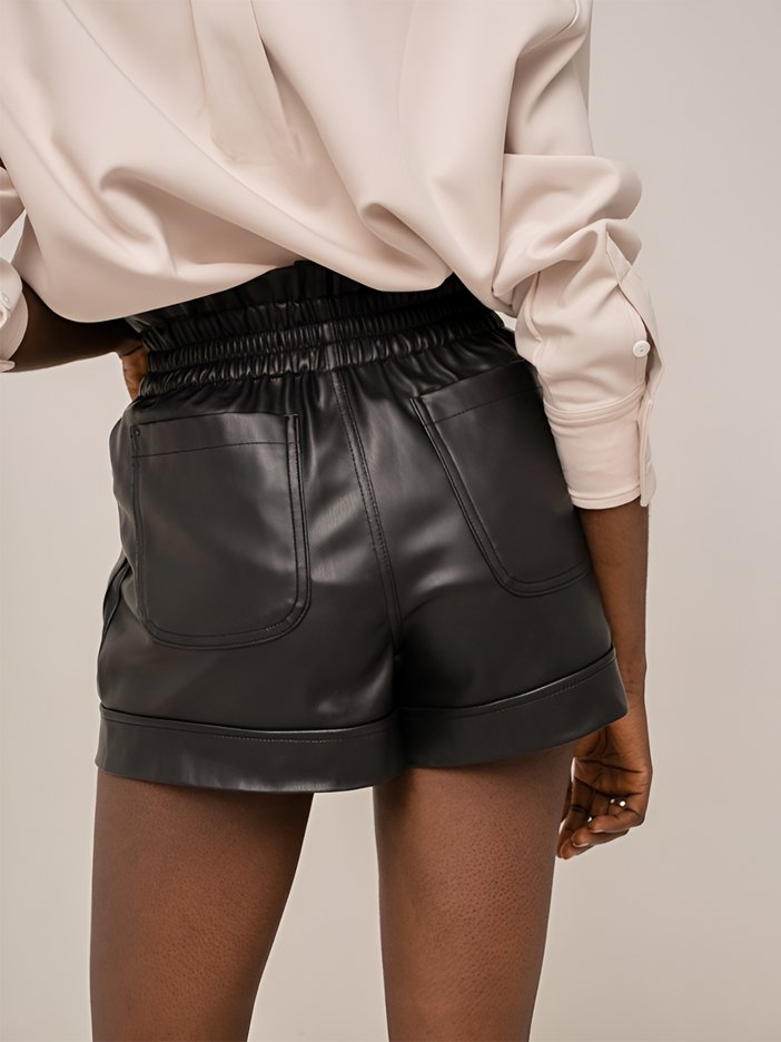 Black leather shorts Natasha