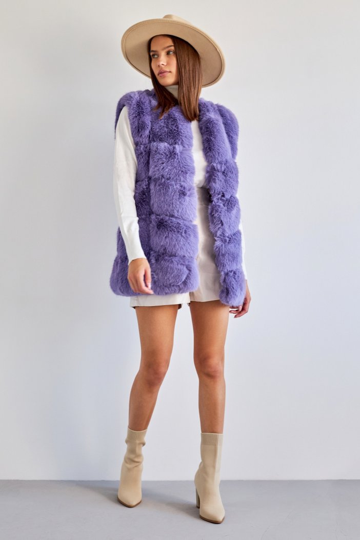 Lilac faux fur vest Ria