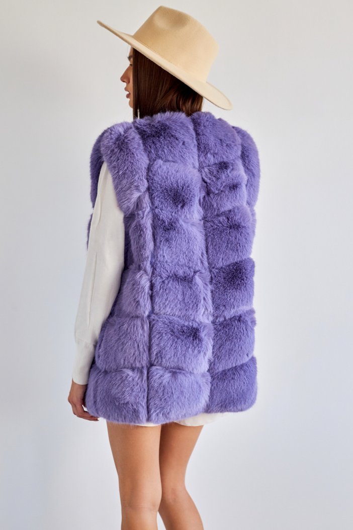 Lilac faux fur vest Ria