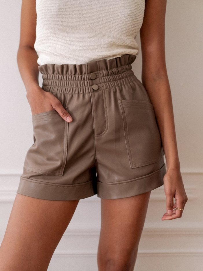 Brown leather shorts Natasha
