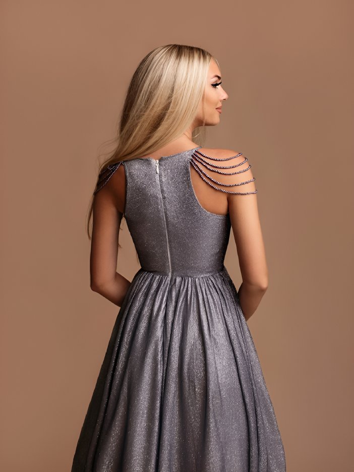 Sivé trblietavé spoločenské šaty Annabelle