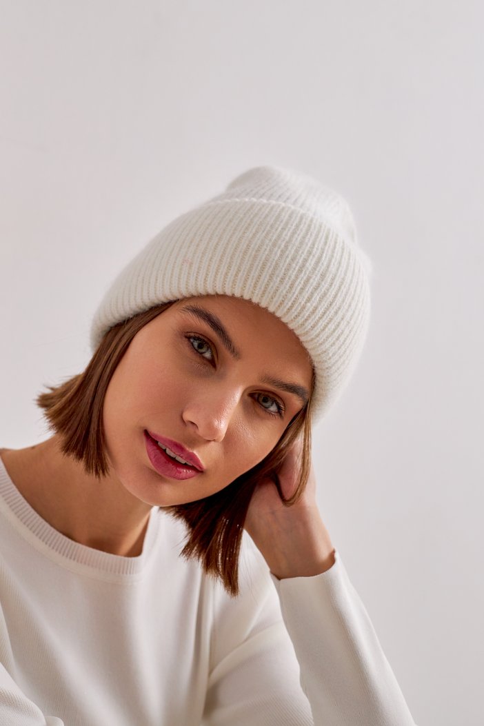 White knitted winter hat Timon