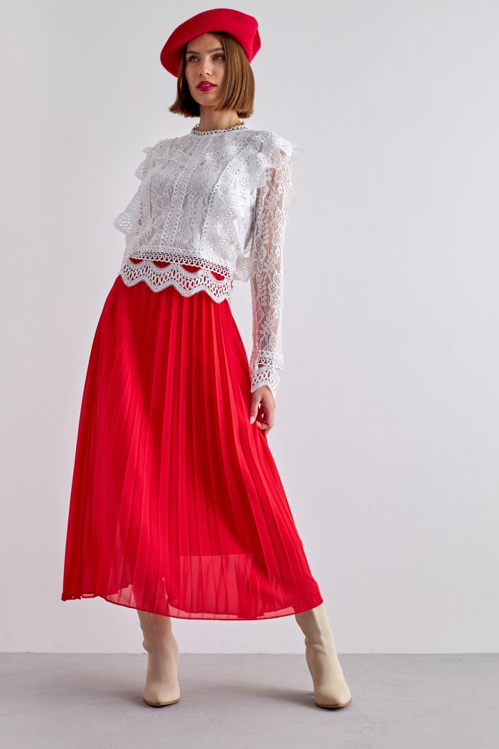 Červená plisovaná sukňa Alexa