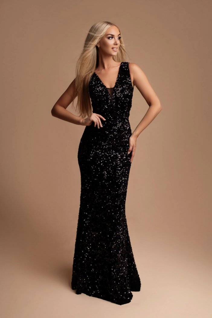 Alexa black sequin dress