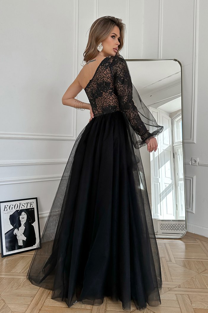 Čierno-béžové spoločenské šaty Lorena